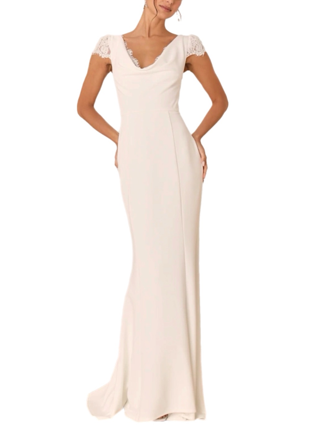 Nwt Lulu's Forever Beloved White Lace Cap Sleeve Mermaid Wedding Dress Size Xs